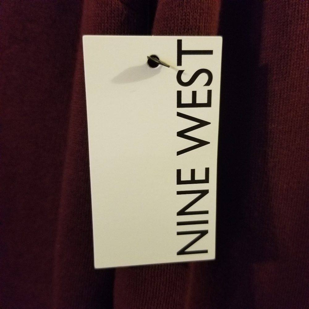 Nine West New Womens Maroon Long Sleeve Dress Small Ruffle on Shoulder Sz Small - Picture 6 of 7
